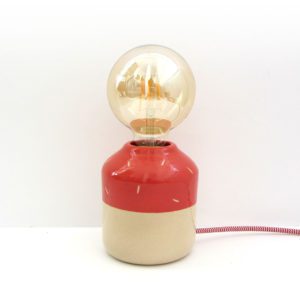 Lámpara Polar rojo coral Cerámica artesanal diseño bombilla globo